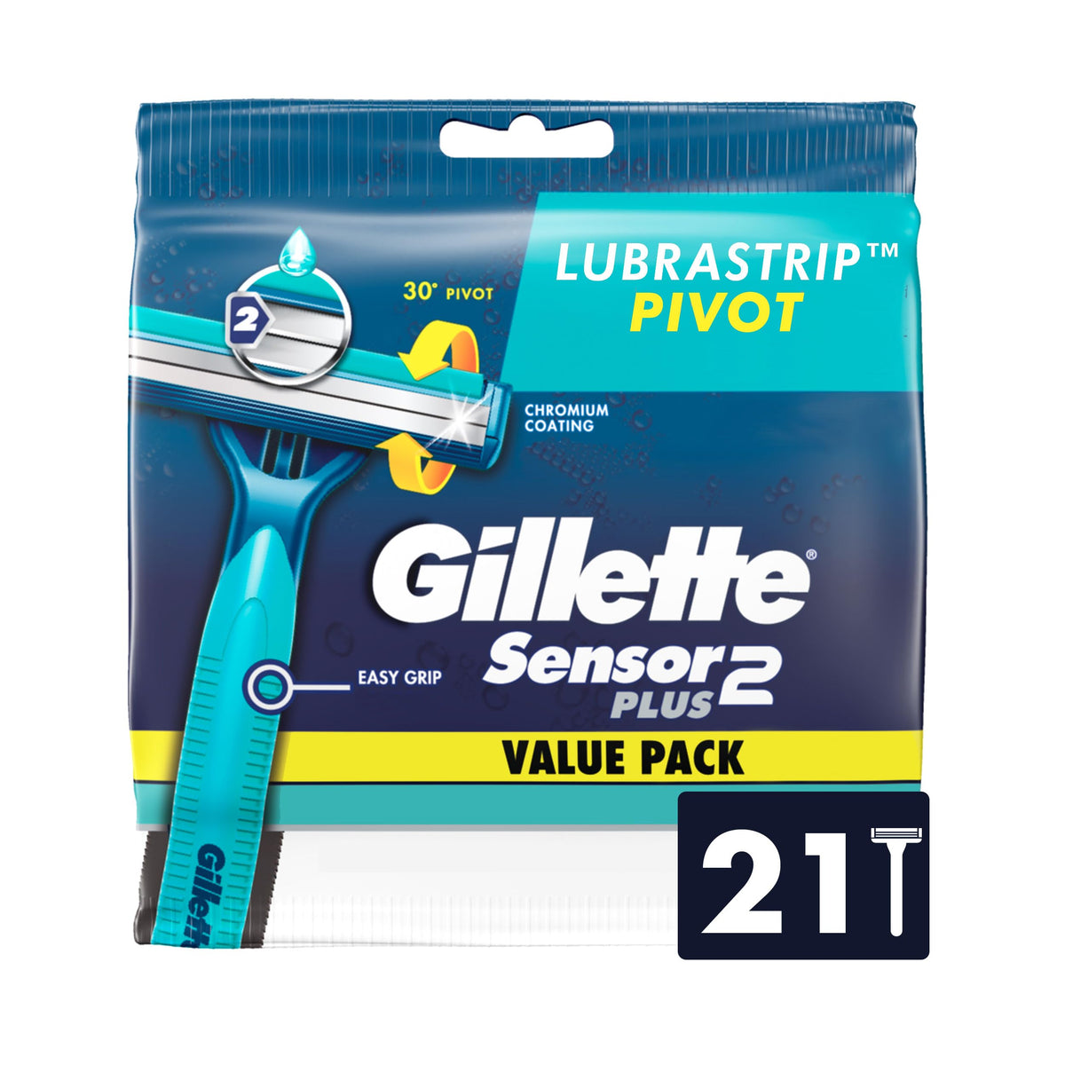 Gillette Sensor2 Plus Pivot Men's Disposable Razor pack front view