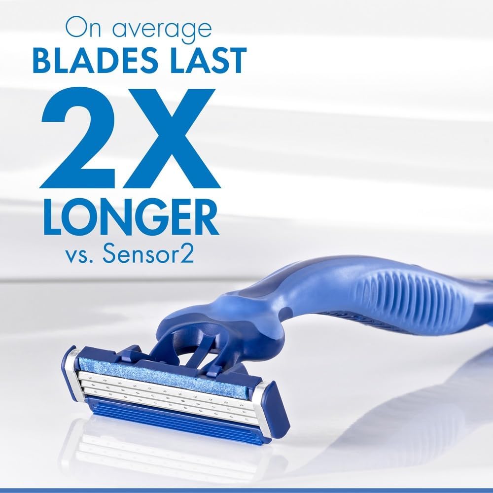 Gillette Sensor3 razor showing Lubrastrip feature