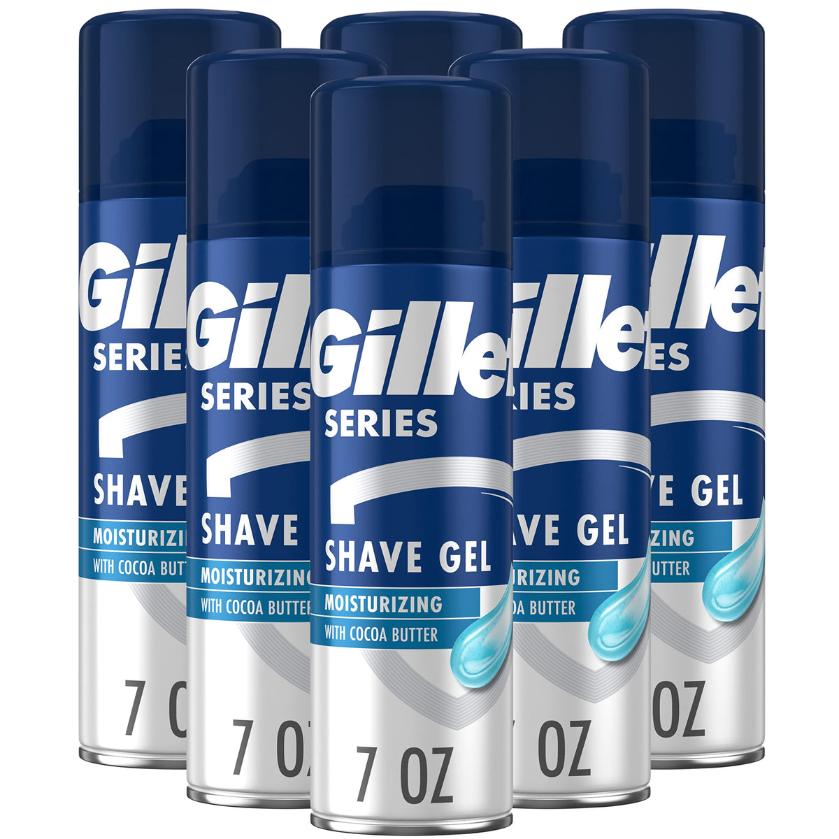Gillette Series 3X Moisturizing Shave Gel pack of 6, front view