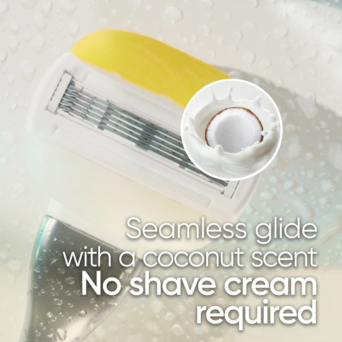 Gillette Venus ComfortGlide razor blades in a bathroom setting