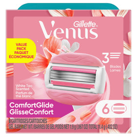 Gillette Venus ComfortGlide Razor Blades with floral background