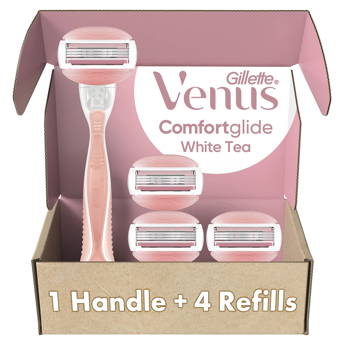Gillette Venus ComfortGlide White Tea Razor with handle and blade refills