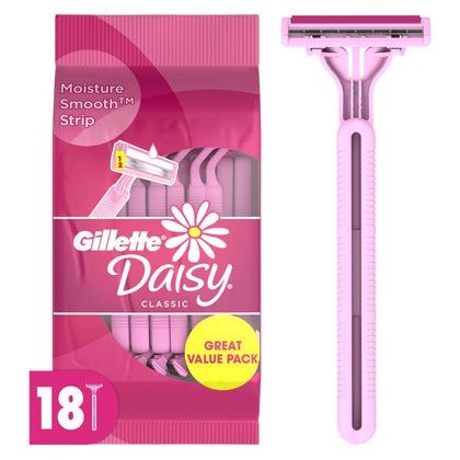 Gillette Venus Daisy Classic Disposable Razors front view in pink