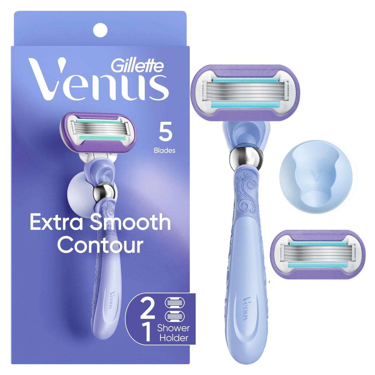 Gillette Venus Deluxe Smooth Swirl Razor handle with 5 blades