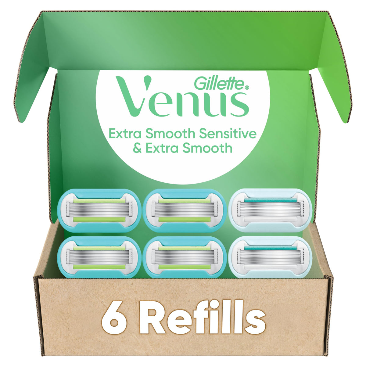 Gillette Venus Extra Smooth 6-count razor blade refills front view