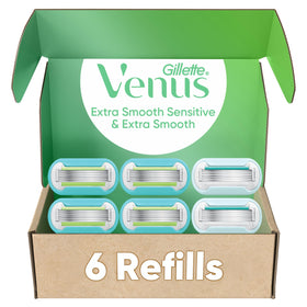Gillette Venus Extra Smooth 6-count razor blade refills front view
