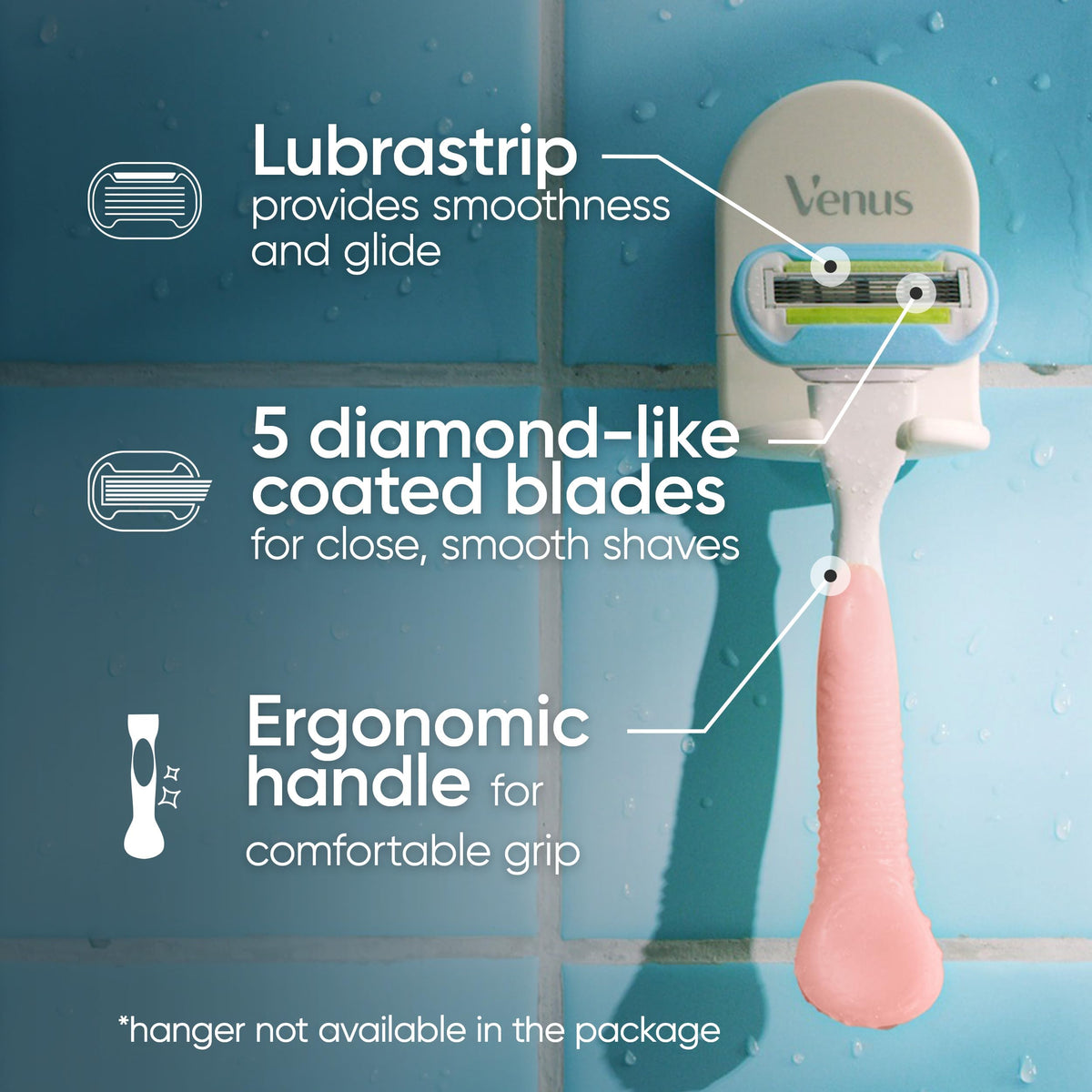 Gillette Venus Extra Smooth pink handle with soft-grip gel