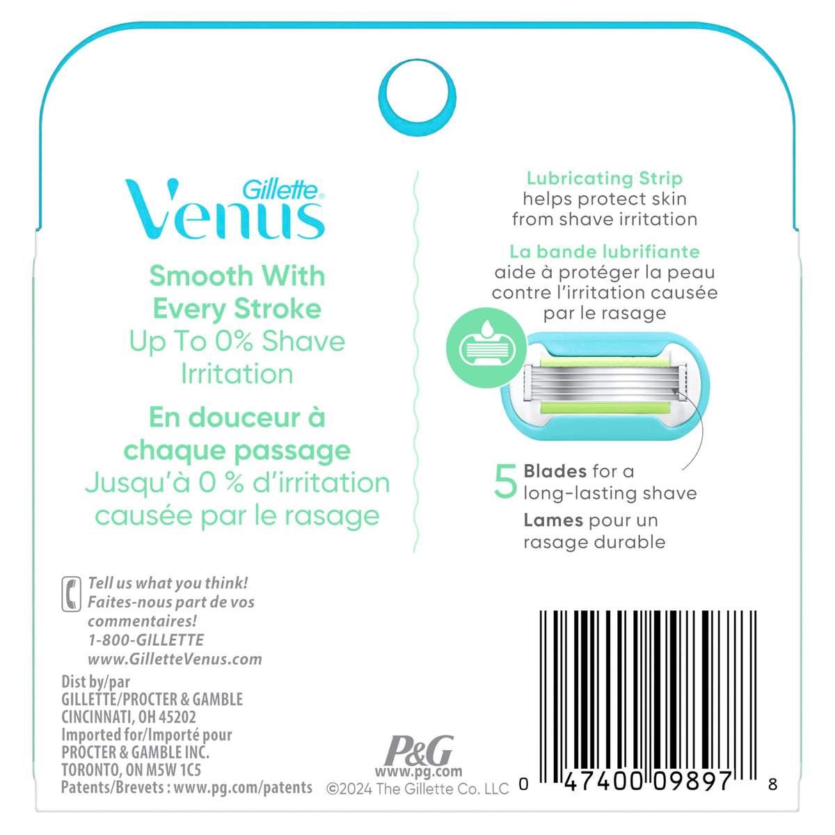 Gillette Venus Extra Smooth razor blades in bathroom setting