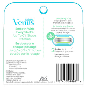 Gillette Venus Extra Smooth razor blades in bathroom setting