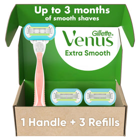 Gillette Venus Extra Smooth razor handle and blade refills front view