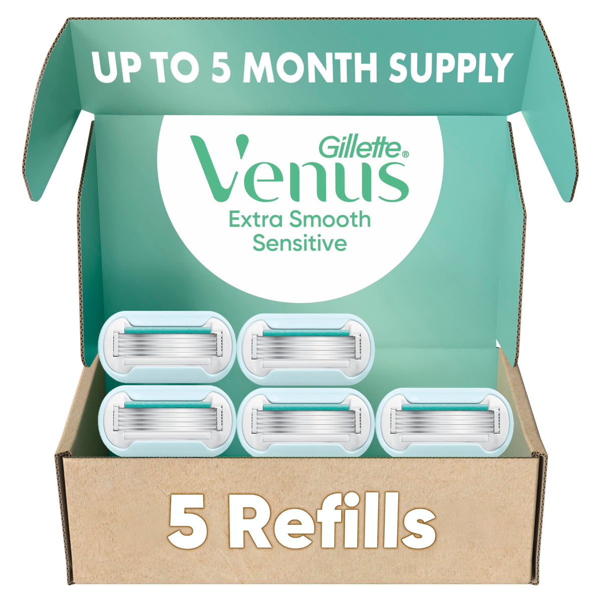 Gillette Venus Extra Smooth Razor Refills 5 Count packaging front view