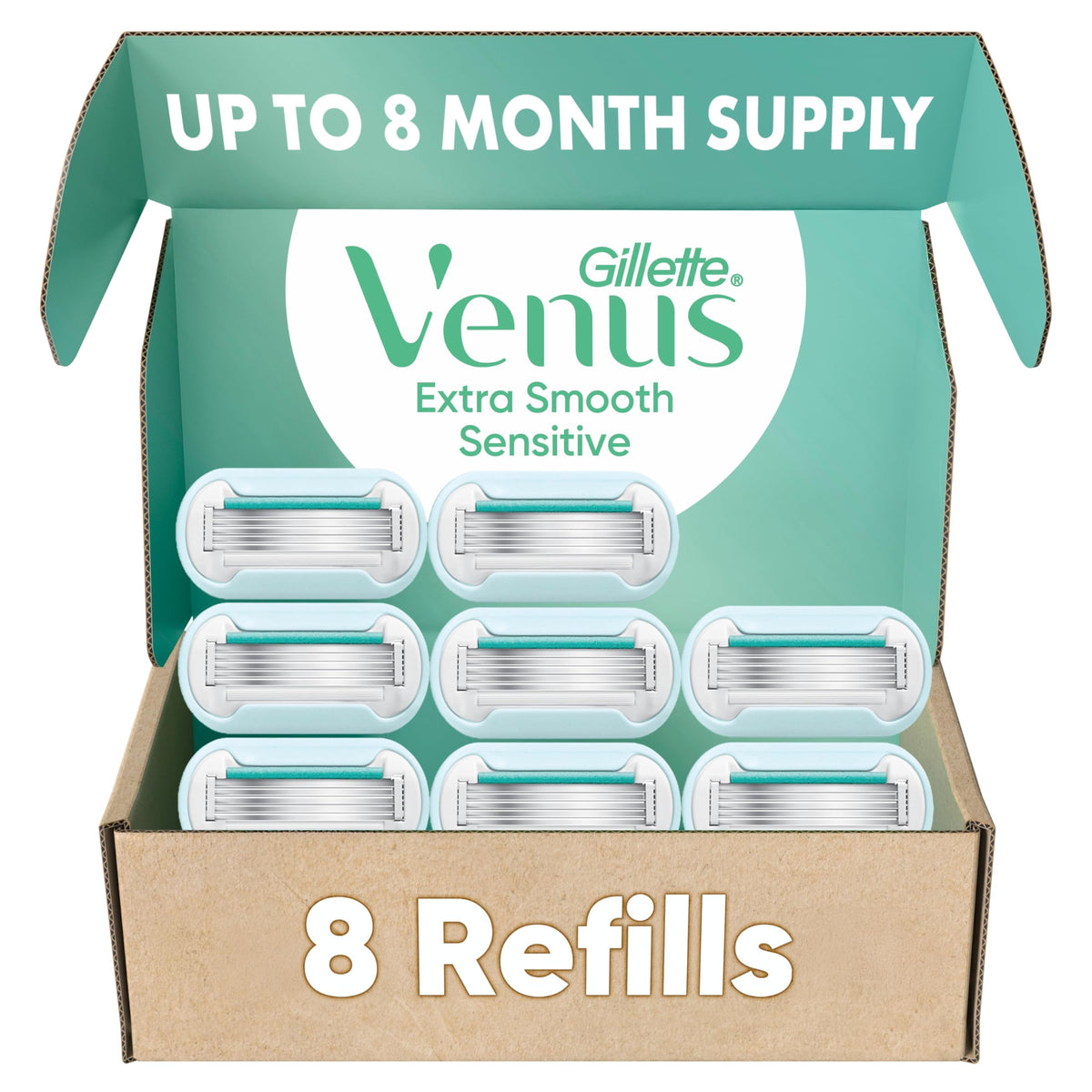Gillette Venus Extra Smooth Razor Refills 8 Count packaging front view