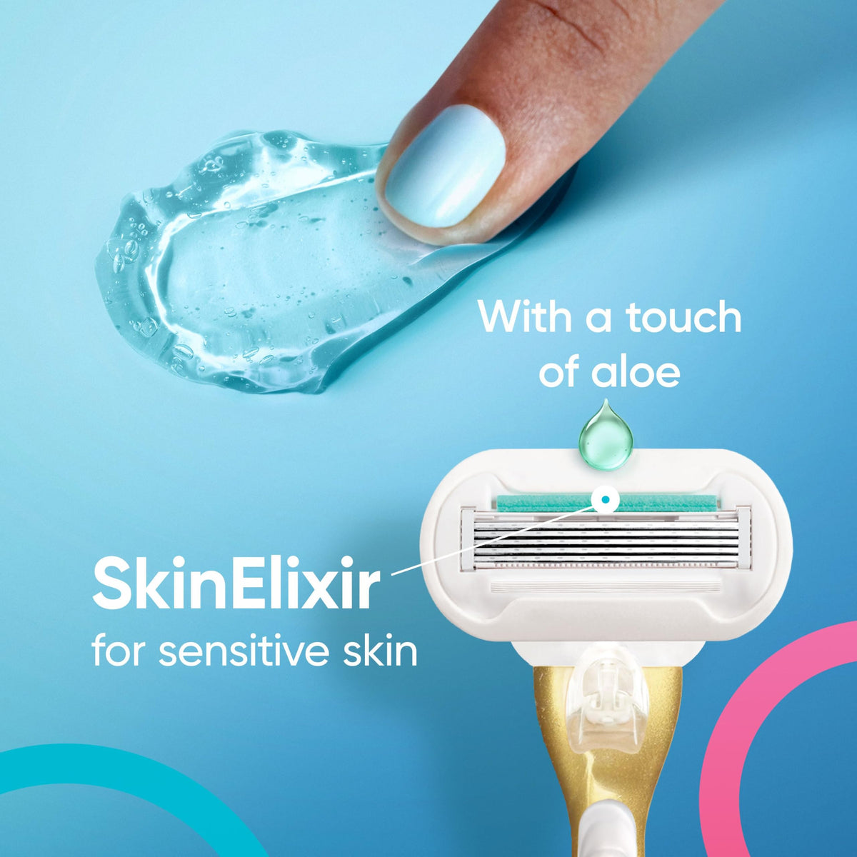 Gillette Venus Extra Smooth Sensitive Razor packaging with aloe detail