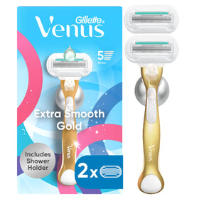 Gillette Venus Extra Smooth Sensitive Women's Razor front view with shower holder