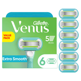 Gillette Venus Extra Smooth Women's Razor Blade Refills, 6 Count front view