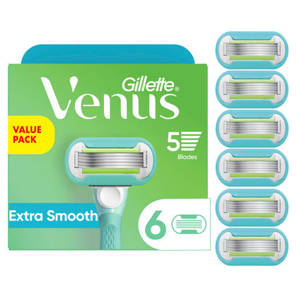 Gillette Venus Extra Smooth Women's Razor Blade Refills, 6 Count front view