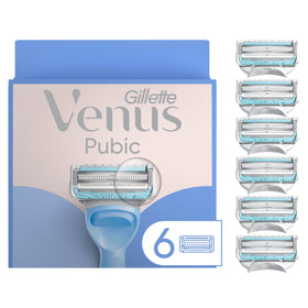 Gillette Venus Intimate Grooming Razors front view with 6 refills