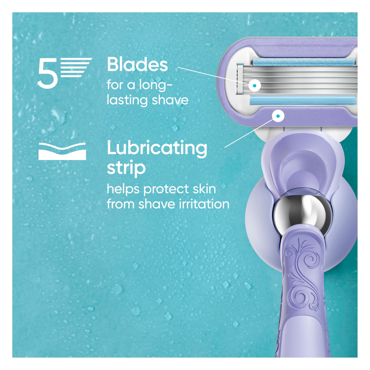 Gillette Venus razor blades with moisture glide serum close-up