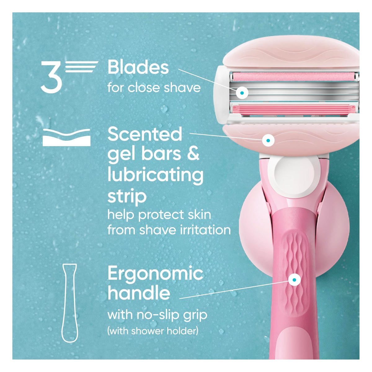 Gillette Venus razor handle with pivoting head feature