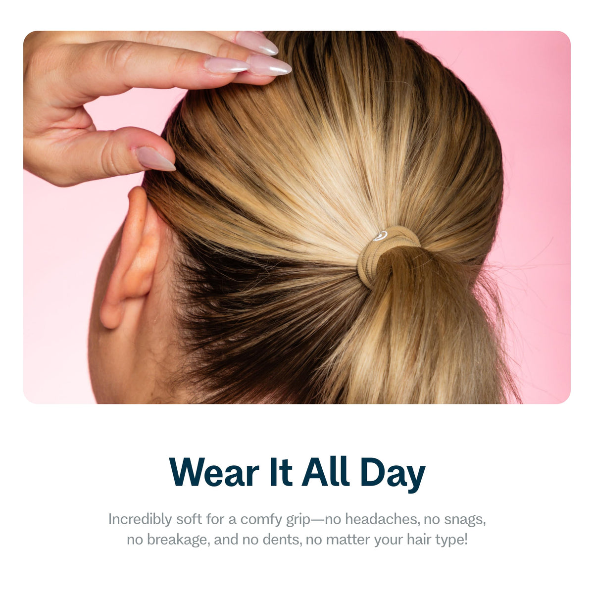 GIMME Fine Hair Elastic Bands in use for a ponytail