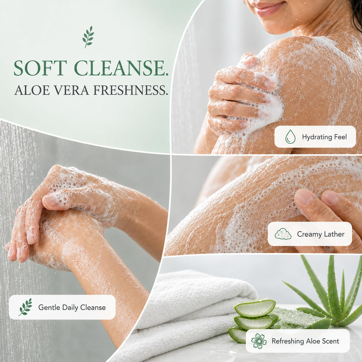 Ginger Lily Farms Aloe Vera Nourishing Body Wash in a gym shower