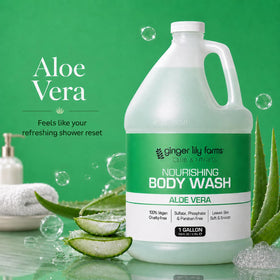 Ginger Lily Farms Aloe Vera Nourishing Body Wash with creamy lather on hands