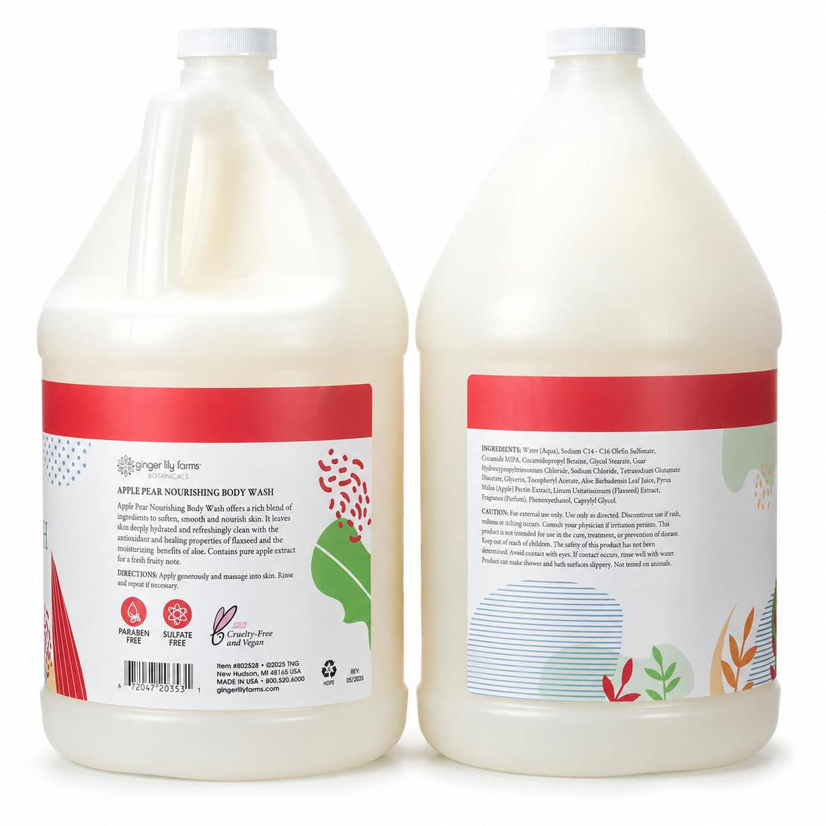 Ginger Lily Farms Apple Pear Body Wash 128oz back view
