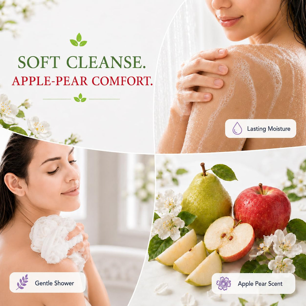 Ginger Lily Farms Apple Pear Body Wash 128oz label close-up