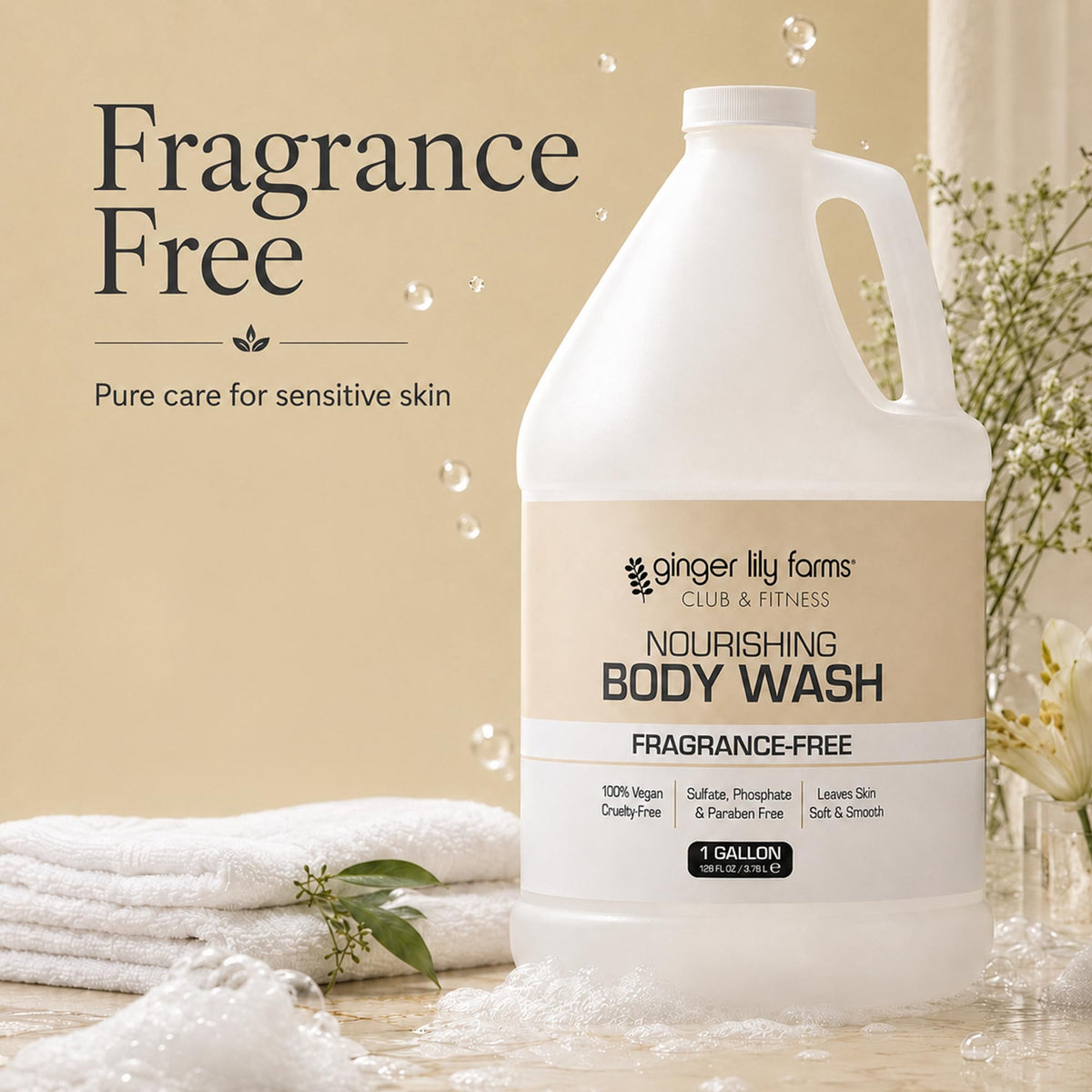 Ginger Lily Farms Body Wash 128oz label close-up