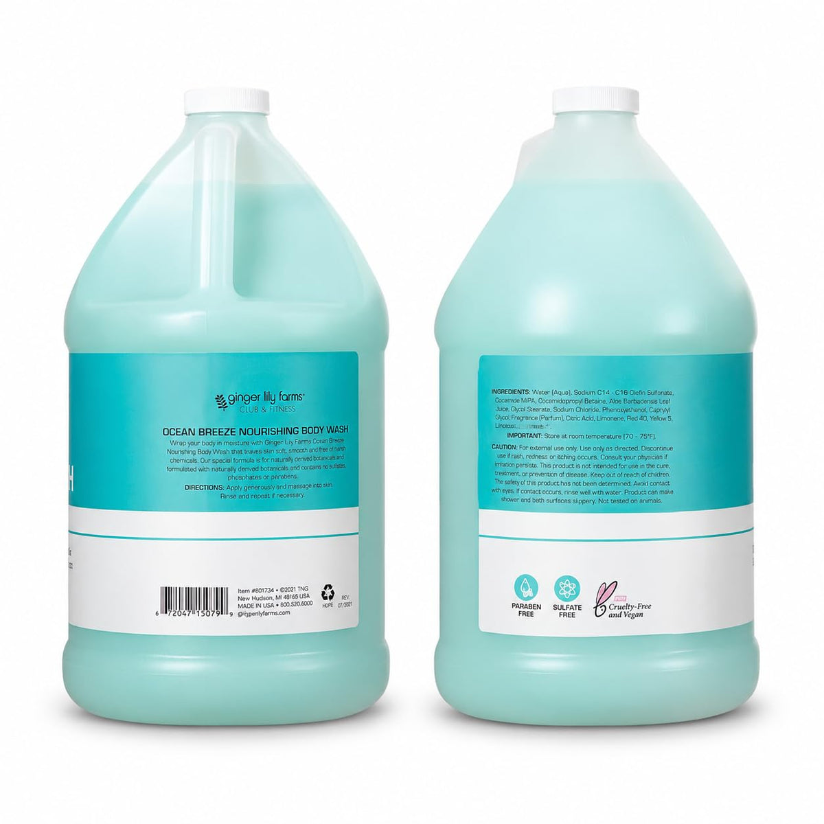 Ginger Lily Farms body wash bottle with creamy lather