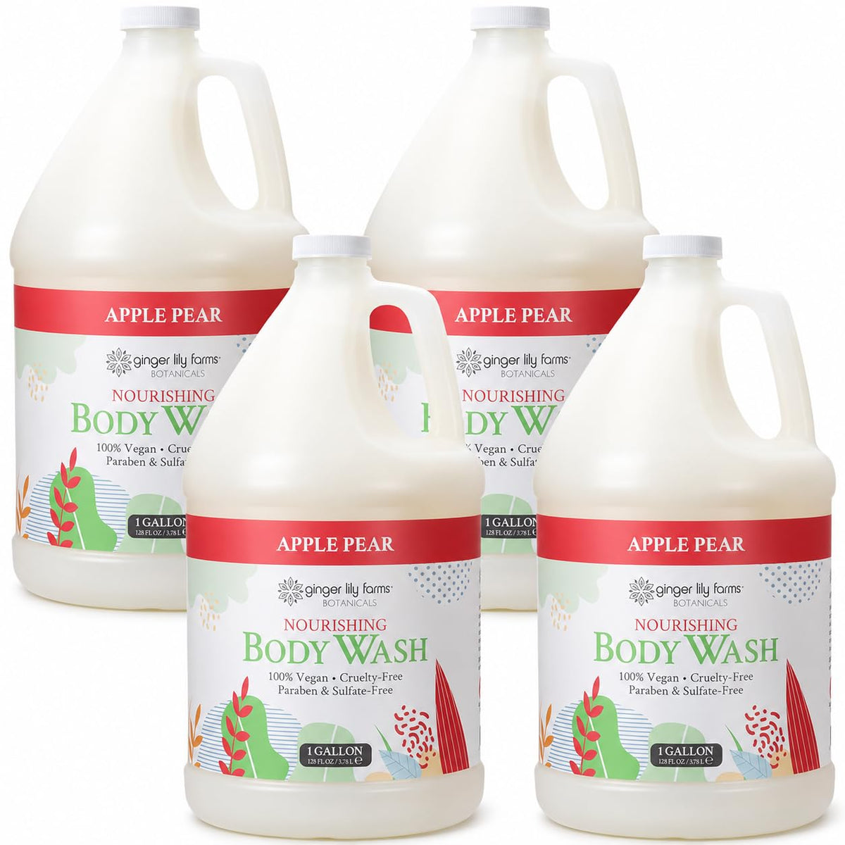 Ginger Lily Farms Botanicals Apple Pear Body Wash 128oz front view