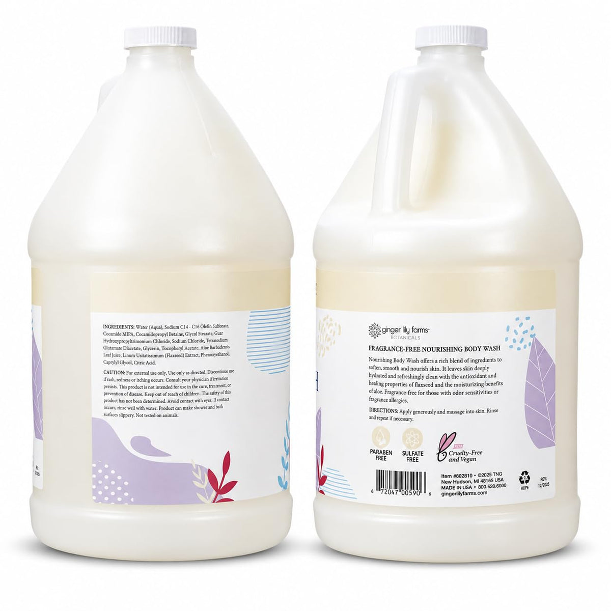 Ginger Lily Farms Botanicals Body Wash 128oz side view