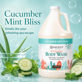 Ginger Lily Farms Botanicals Cucumber Mint Bliss Body Wash 128oz back view