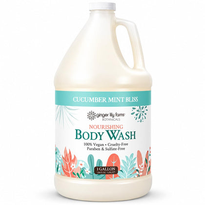 Ginger Lily Farms Botanicals Cucumber Mint Bliss Body Wash 128oz front view