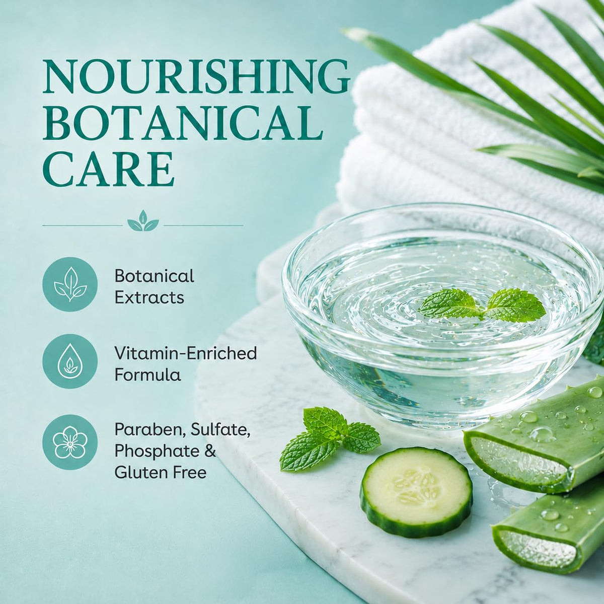 Ginger Lily Farms Botanicals Cucumber Mint Bliss Body Wash pouring into a dispenser
