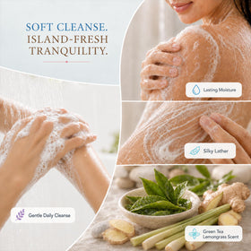 Ginger Lily Farms Botanicals Island Tranquility Body Wash in a shower dispenser