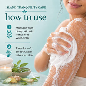 Ginger Lily Farms Botanicals Island Tranquility Body Wash in a spa setting