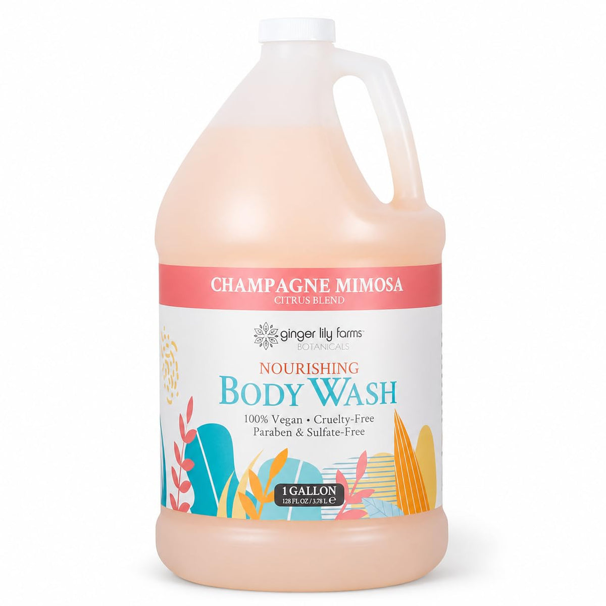 Ginger Lily Farms Champagne Mimosa Body Wash front view 128oz bottle