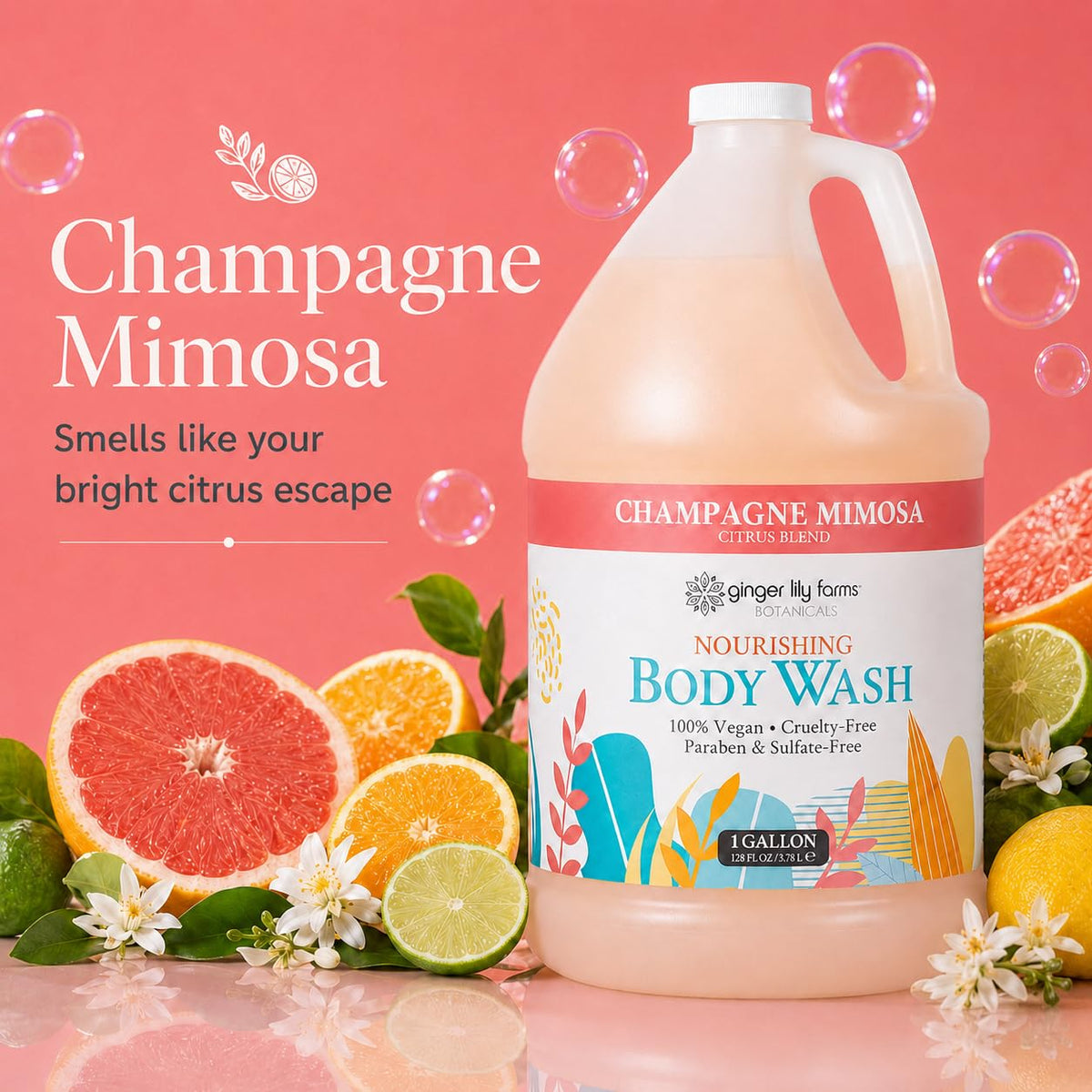 Ginger Lily Farms Champagne Mimosa Body Wash side view