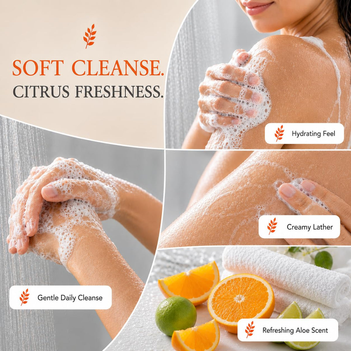 Ginger Lily Farms Club & Fitness Citrus Body Wash with fresh oranges and limes