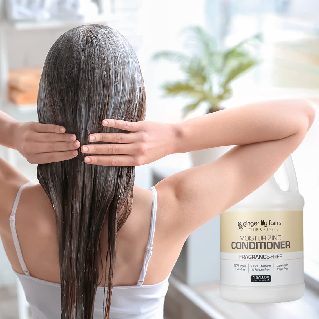 Ginger Lily Farms Club & Fitness Conditioner 128oz label close-up