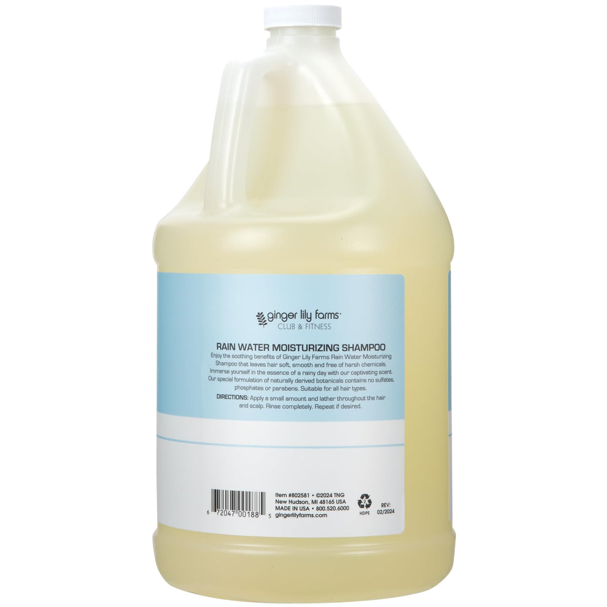 Ginger Lily Farms Club & Fitness Shampoo 128oz back view
