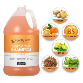 Ginger Lily Farms Club & Fitness Shampoo 128oz label close-up