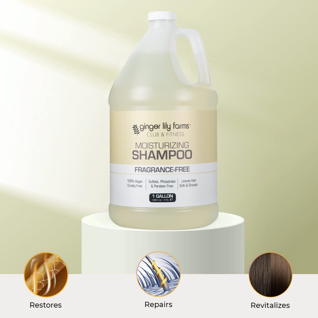 Ginger Lily Farms Club & Fitness Shampoo in a shower dispenser