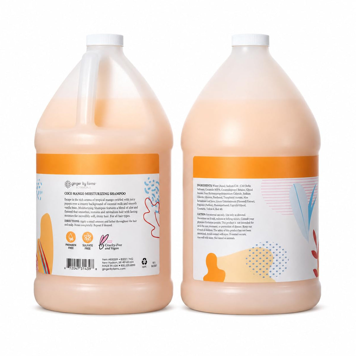 Ginger Lily Farms Coco Mango Shampoo bottle side view