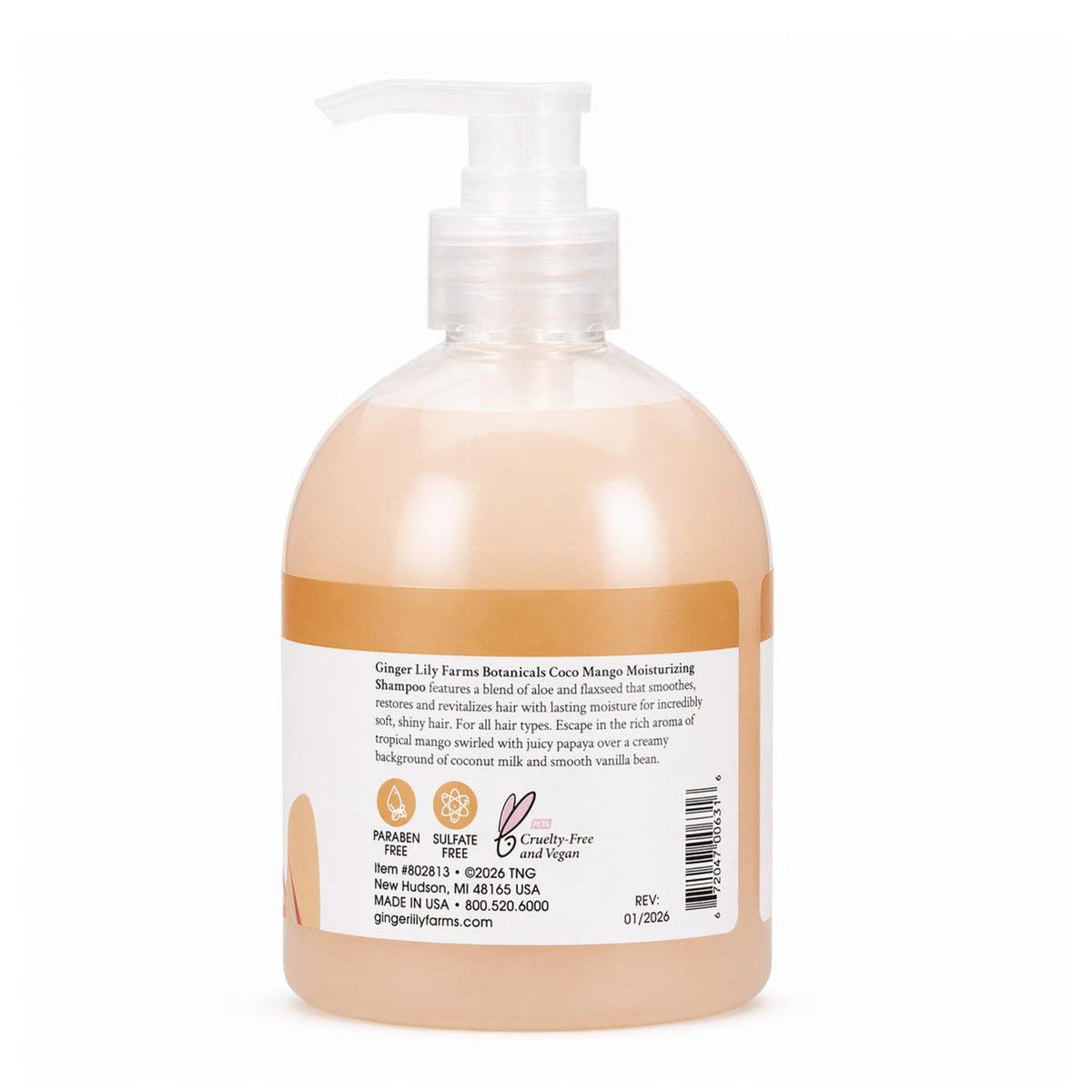 Ginger Lily Farms Coco Mango Shampoo bottle with pump