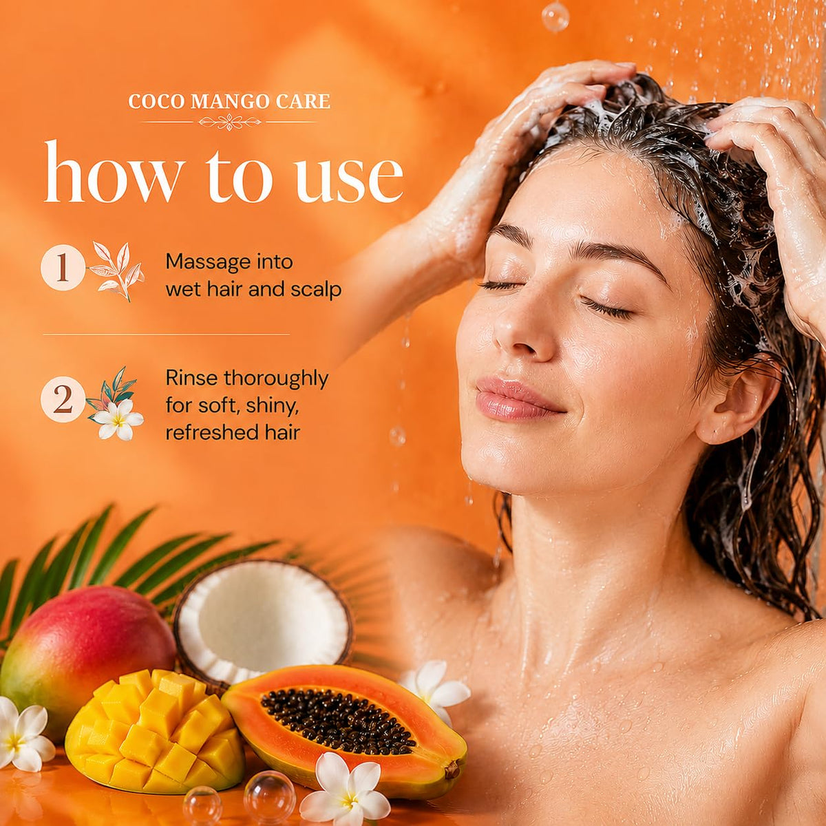 Ginger Lily Farms Coco Mango Shampoo in a bathroom setting