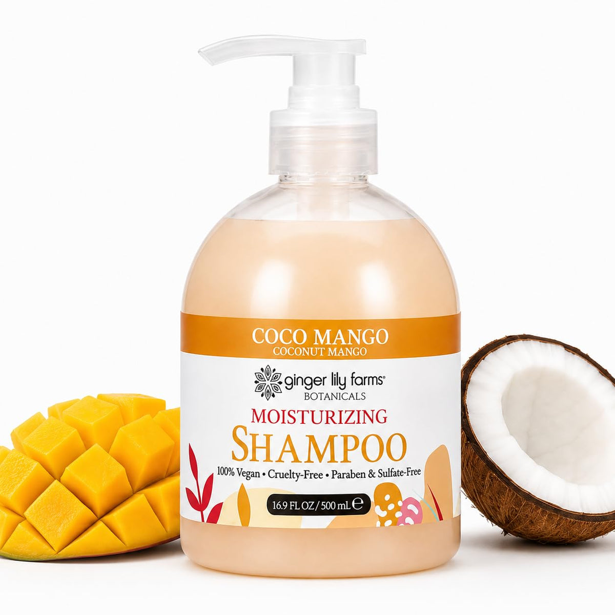 Ginger Lily Farms Coco Mango Shampoo with tropical fruits