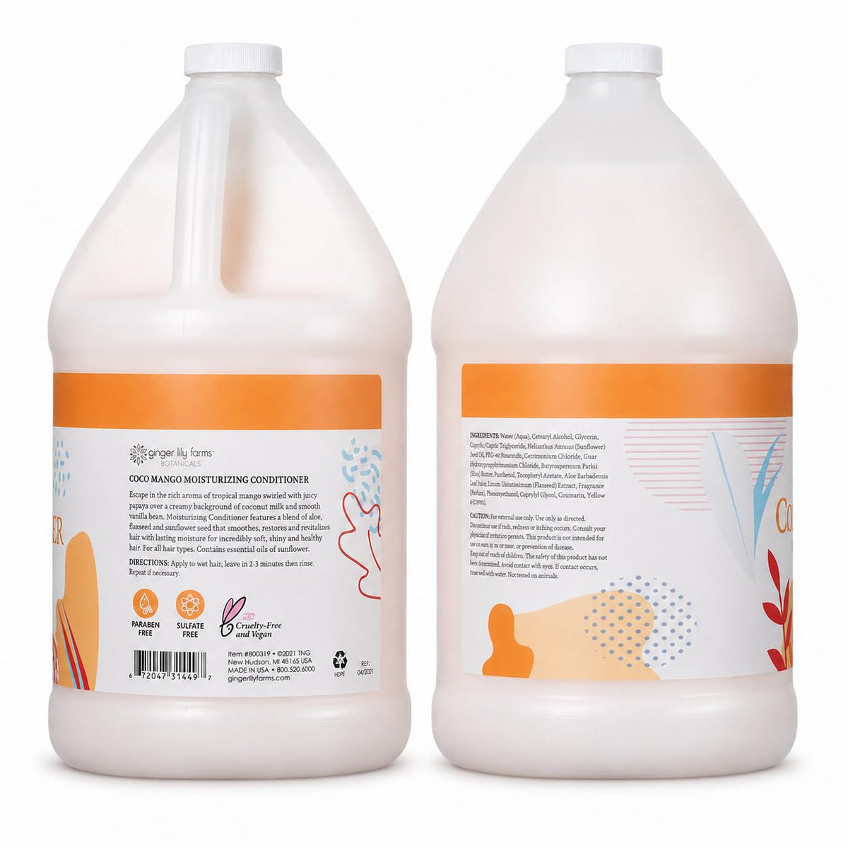 Ginger Lily Farms Coconut Mango Conditioner packaging side view