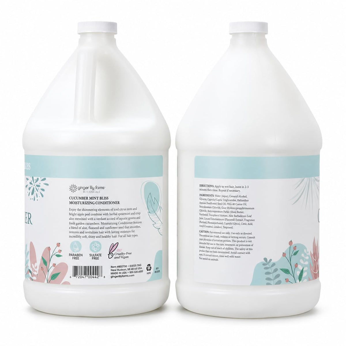 Ginger Lily Farms Cucumber Mint Bliss Conditioner 128oz back view